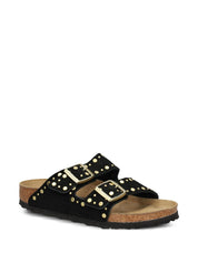Black Arizona Suede Studded Slipers