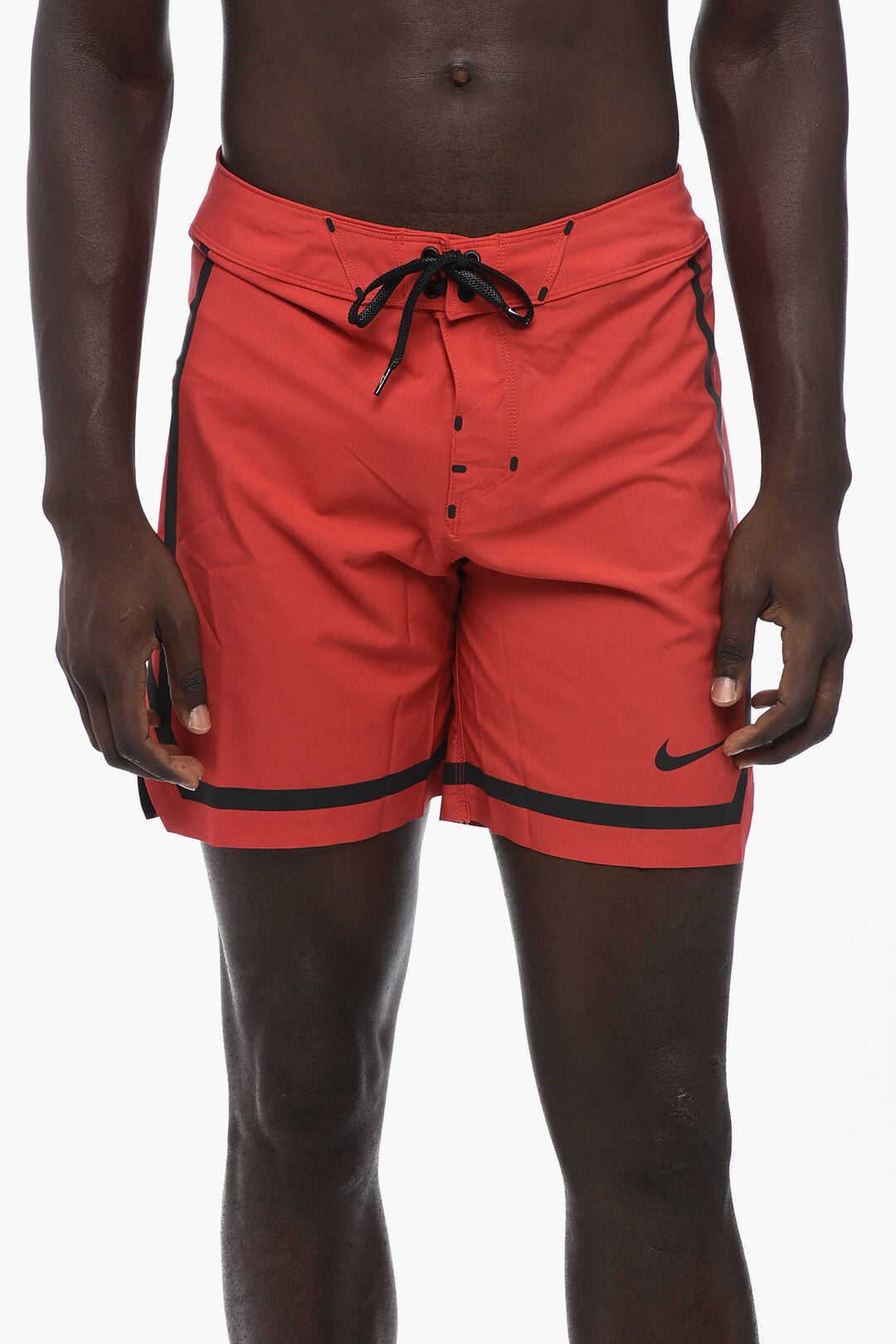 Stretch Fabric Boxer Swim Shorts with Contrast Details