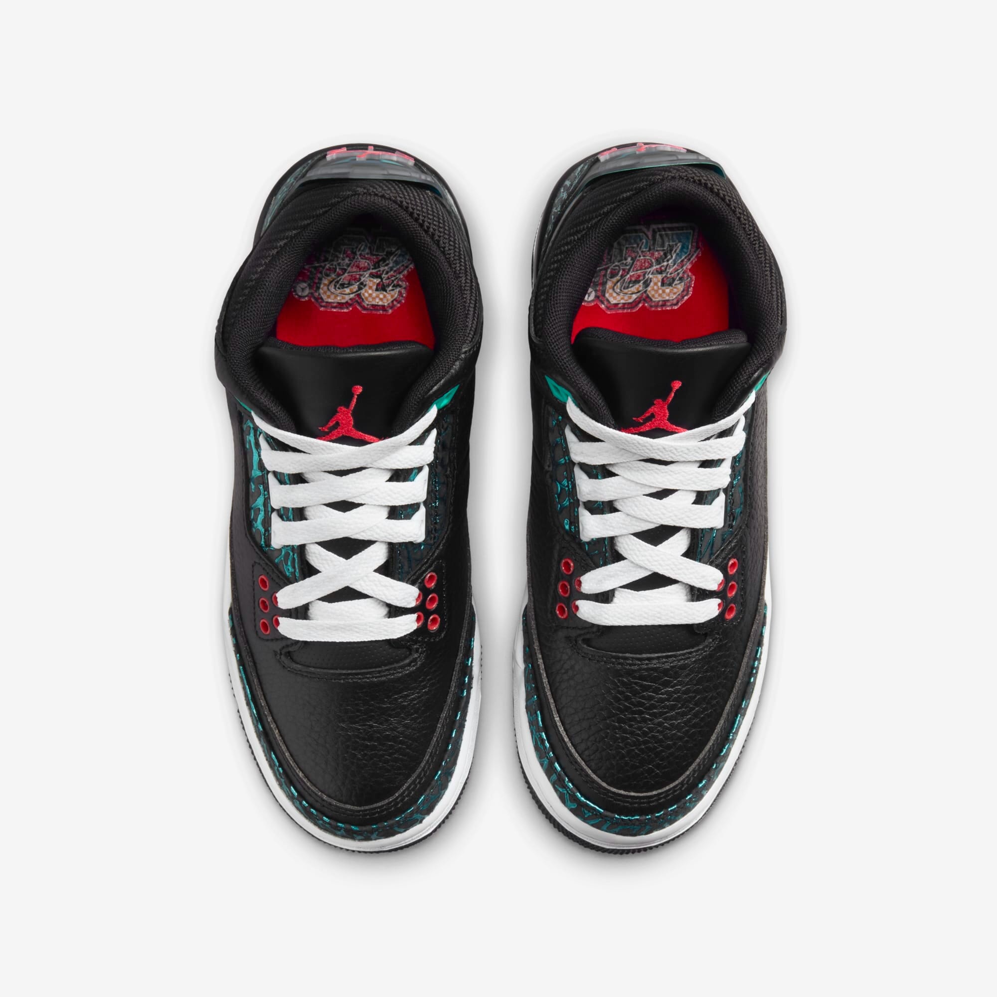 Grade-School Nike Air Jordan 3 Retro Black/Siren Red-Hyper Jade FV5437-001