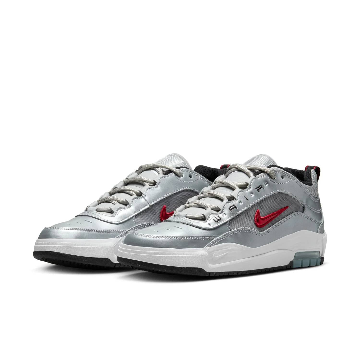 Men's Air Max Ishod Premium Sneakers In Metallic Silver, Varsity Red