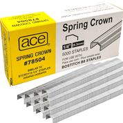 Ace 78504 Spring Crown Galvanised B8 1/4" 6mm Staples Box 5000
