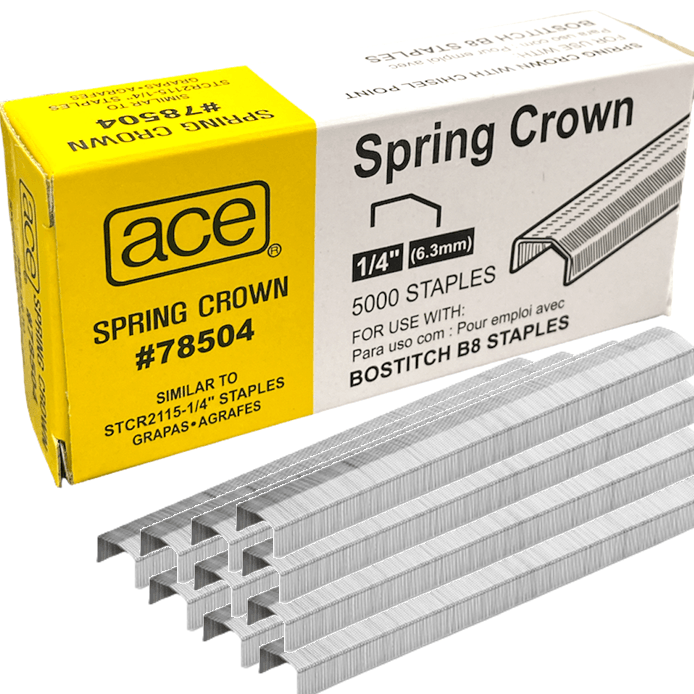 Ace 78504 Spring Crown Galvanised B8 1/4" 6mm Staples Box 5000