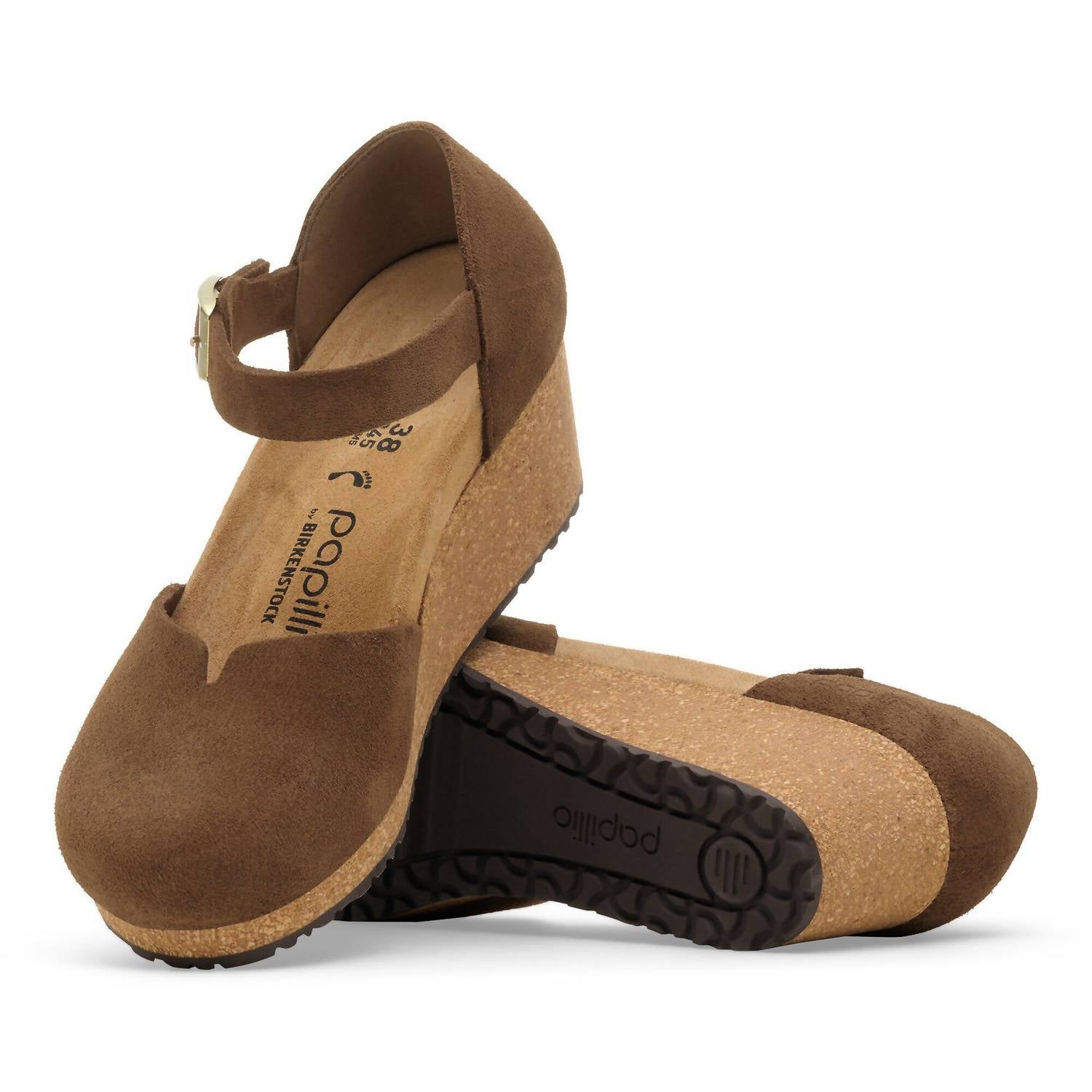 Women's Mary Suede Mary Jane Wedge Sandal In Dark Tea