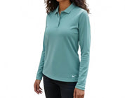Women's Long Sleeve Polo In Aqua