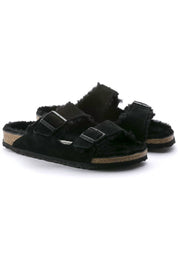 Unisex Arizona Shearling Suede Sandals In Black