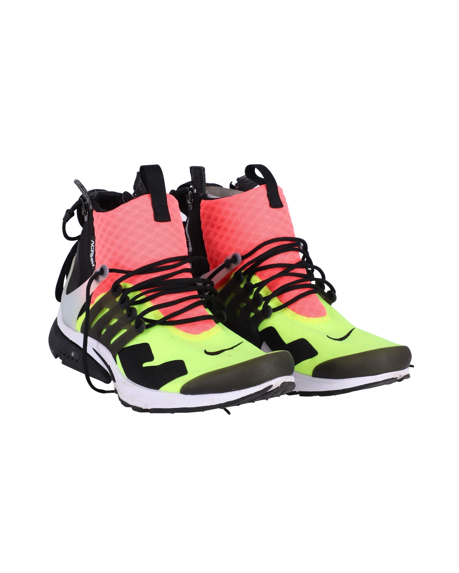 Nike Air Presto x Acronym Sneakers in White/Black Hot Lava Volt Neoprene