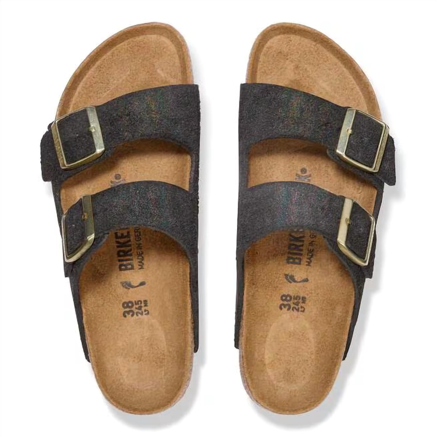 Women's Arizona Sandal In Black Suede Shimmering