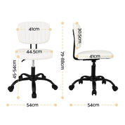 Artiss Armless Office Chair Ergonomic Swivel Home Office Desk Chair PU Leather White