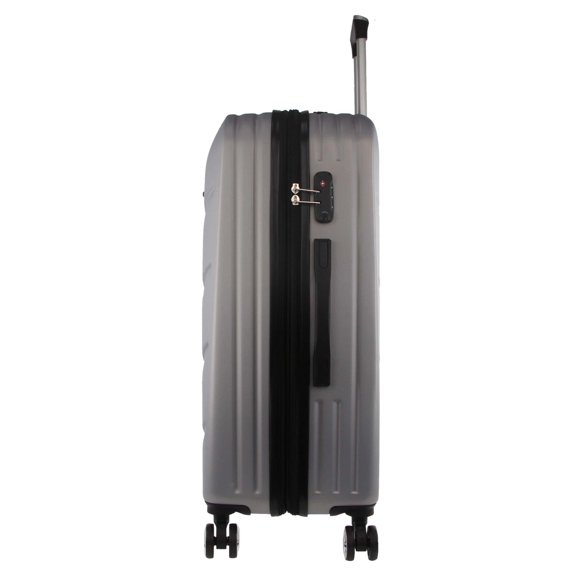 3pc Pierre Cardin Hard-Shell Suitcase Cabin Travel Luggage Set Silver
