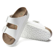 Women's Birkenstock Arizona 1018581 Slide Sandals White Grooved Platform NR9231