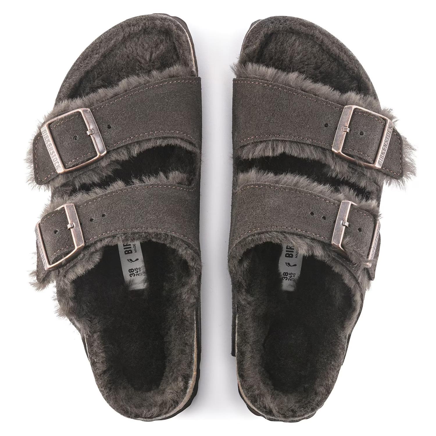 Women's Arizona Shearling Suede Sandal In Mocha