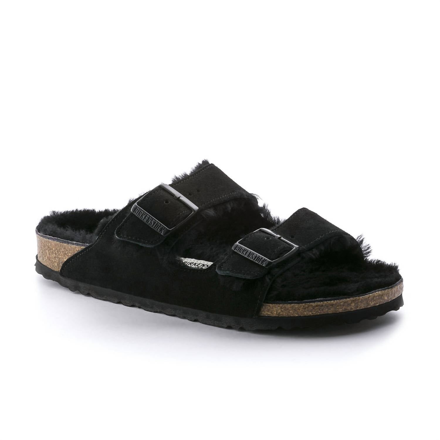 Unisex Arizona Fur Shearling Sandal In Black