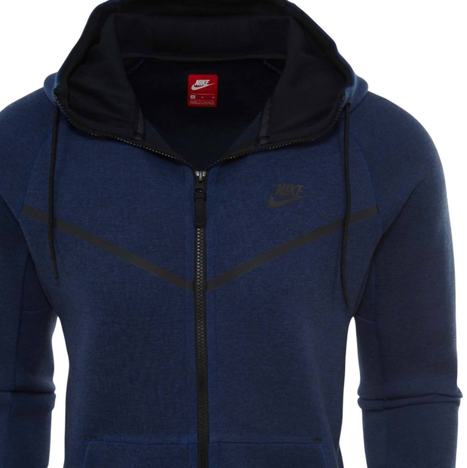 Men's Hooded Zipper Tech Fleece Hoodie In Obsidian Blue