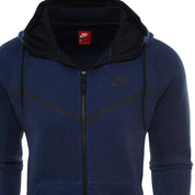 Men's Hooded Zipper Tech Fleece Hoodie In Obsidian Blue