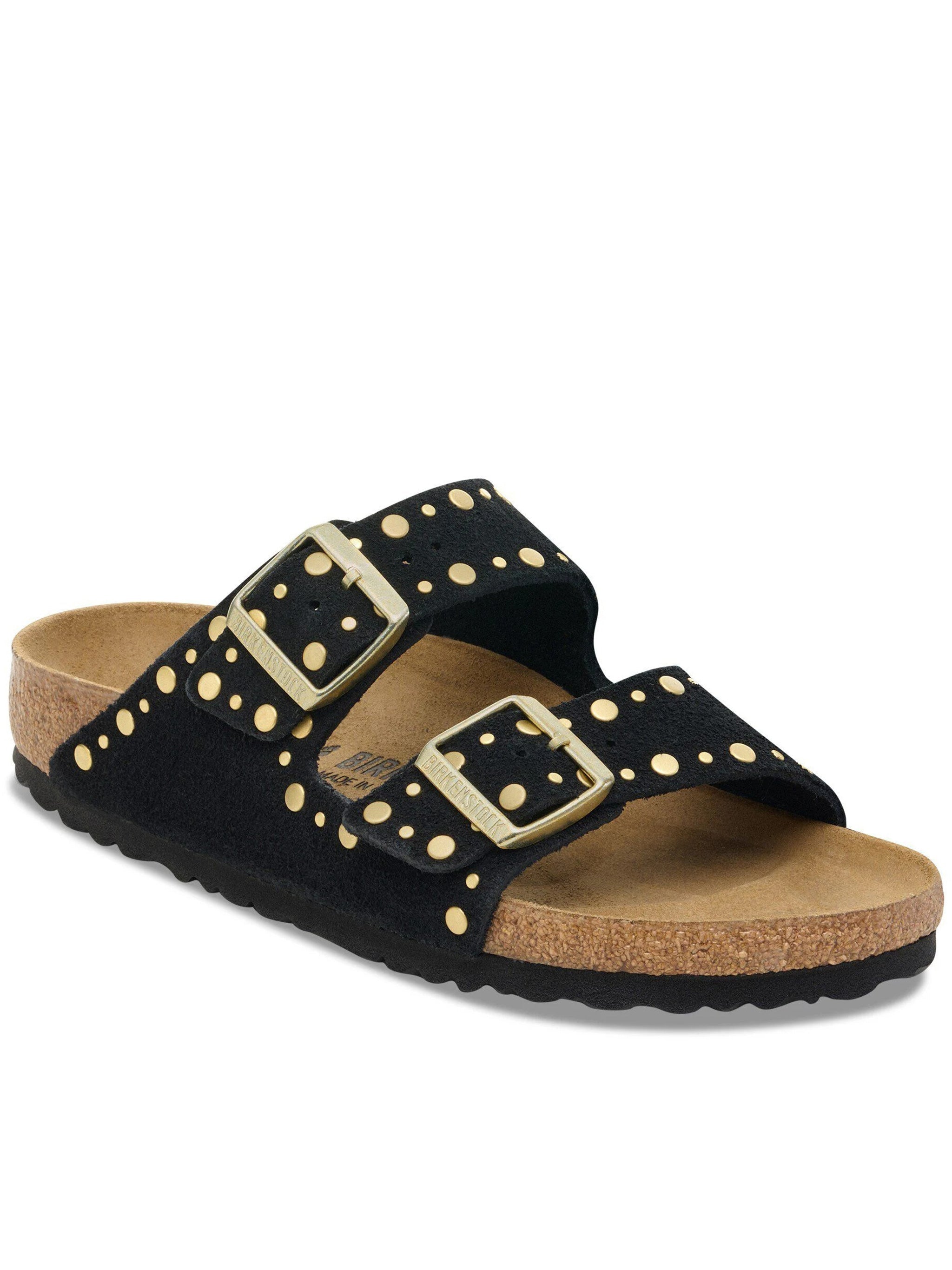 Arizona Rivet Black Suede Studded Sandals