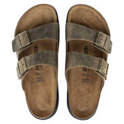 Men's Arizona Crosstown Oiled Leather Sandals In Faded Khaki