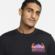 Men's Nike Dri-FIT T-Shirt Black Graphic Print Fitness Polo Short Sleeve SRT336