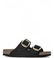 Unisex Arizona Big Buckle Sandals In Black Nubuck Leather