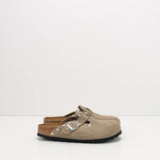 Women's Boston Rivet Suede Clog In Taupe