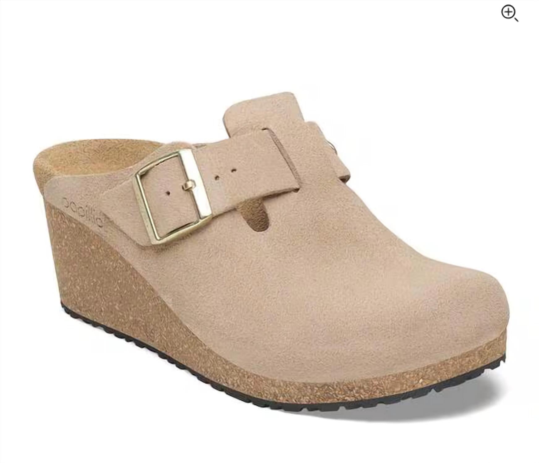 Women's Fanny Suede Leather Clog In Warm Sand