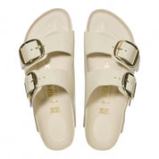 Women's Arizona Big Buckle Leather Sandal In High Shine Ecru
