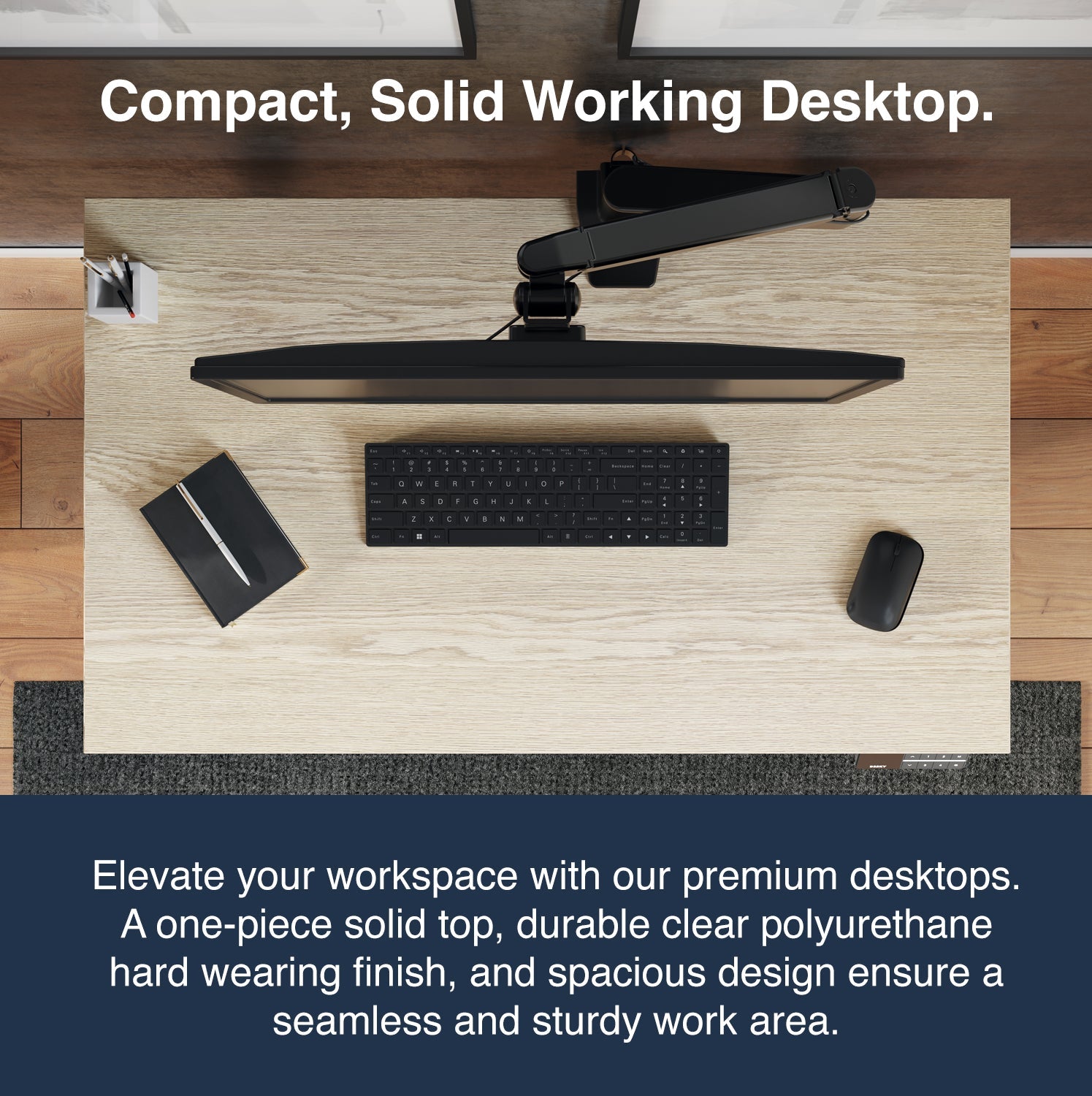 Desky Dual Mini Sit Stand Desk 900x500 White Desktop and White Frame