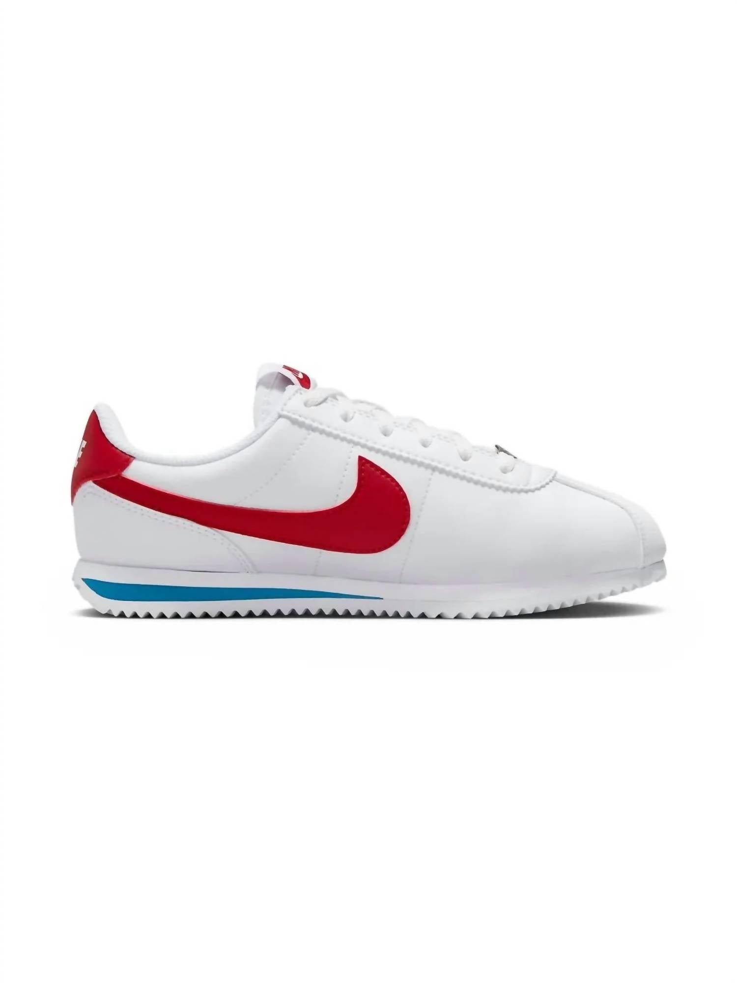 Kid's Cortez Forest Gump Sneakers In White/varsity Blue-Varsity Red
