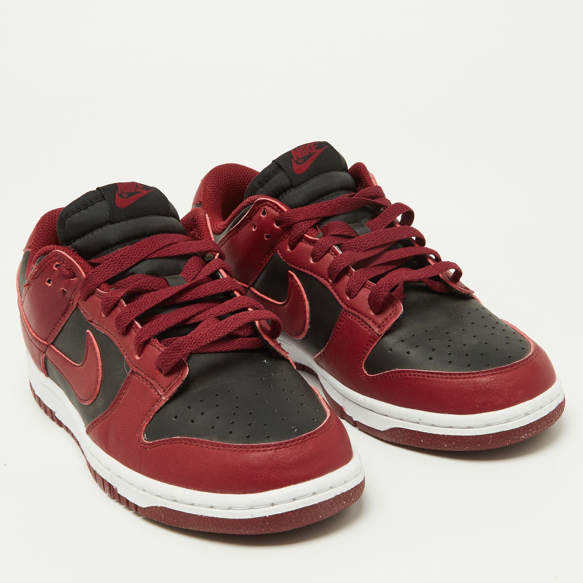 Nike Red/black Leather Dunk Low Top "team Red" Sneakers