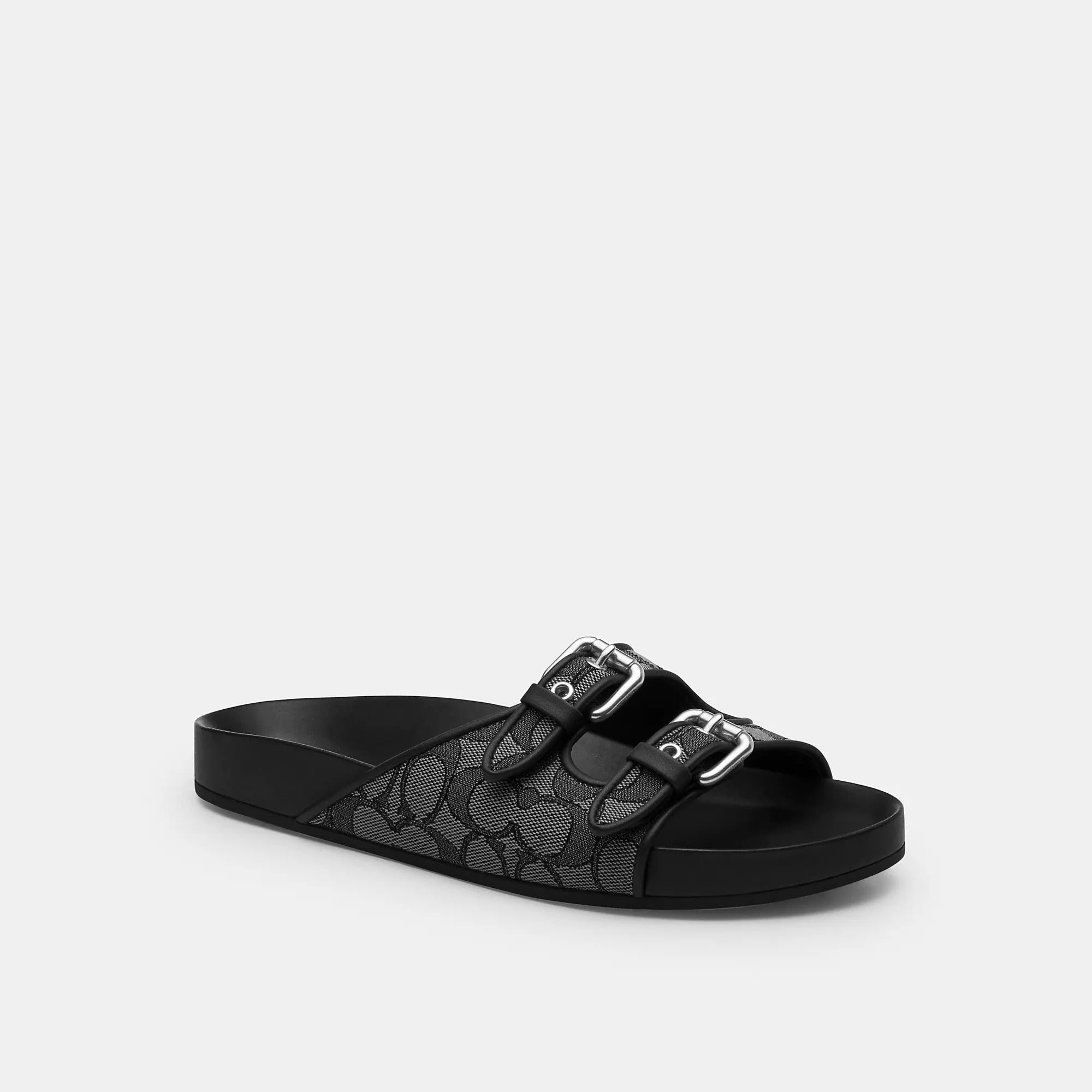 Coach Outlet Two Band Buckle Sandal In Signature Jacquard