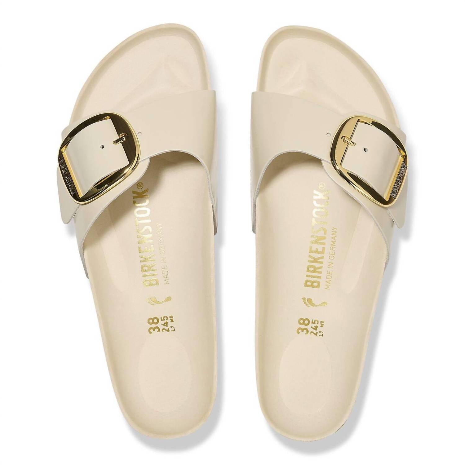 Women's Madrid Big Buckle Sandals - Narrow In High-Shine Ecru
