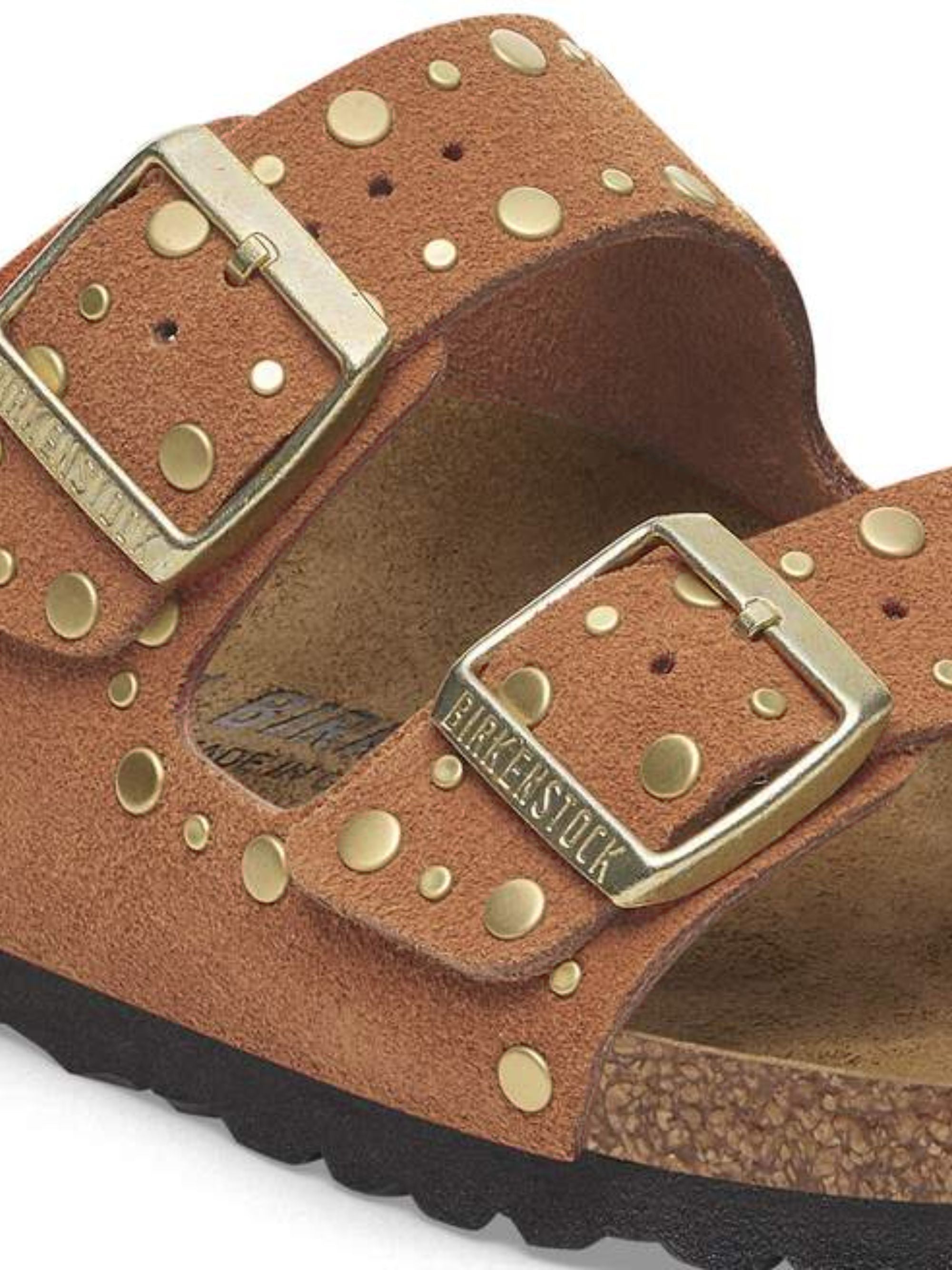 Brown Suede Arizona Rivet Sandals
