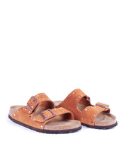 Mink Arizona Suede Leather Slide Sandal