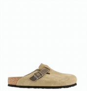 Boston Suede Buckle Strap Clog