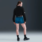 Women's Nike Pro CZ9857-301 Shorts  Blue Stretch Training Legging Workout JAX872
