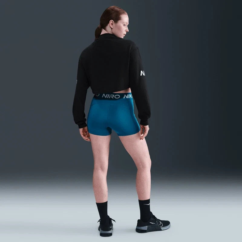 Women's Nike Pro CZ9857-301 Shorts  Blue Stretch Training Legging Workout JAX872