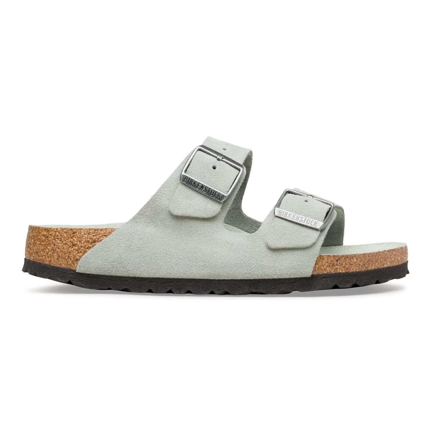 Women's Arizona Soft Footbed Suede Leather Sandal In Pure Sage Tonal