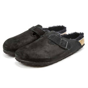 Men's Boston Shearling Suede Clogs In Black