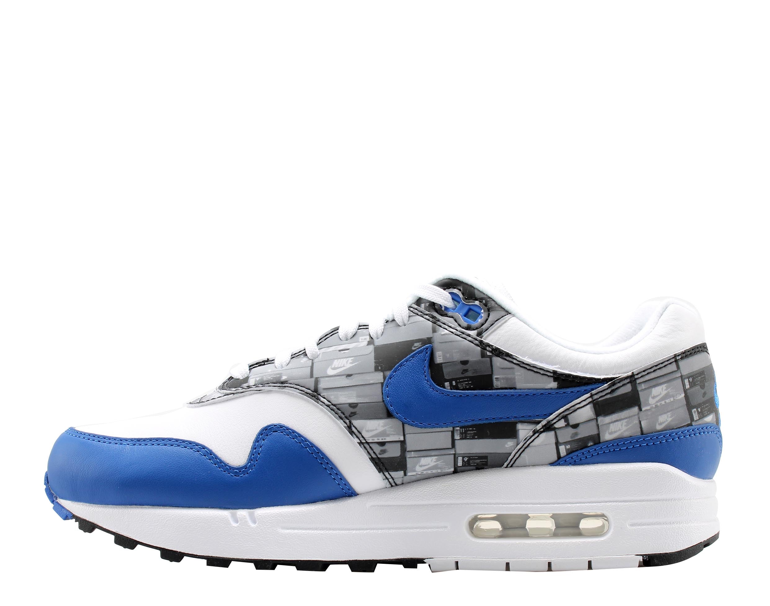 Men's Nike Air Max 1 Print White/Game Royal/Grey Running Shoes AQ0927-100