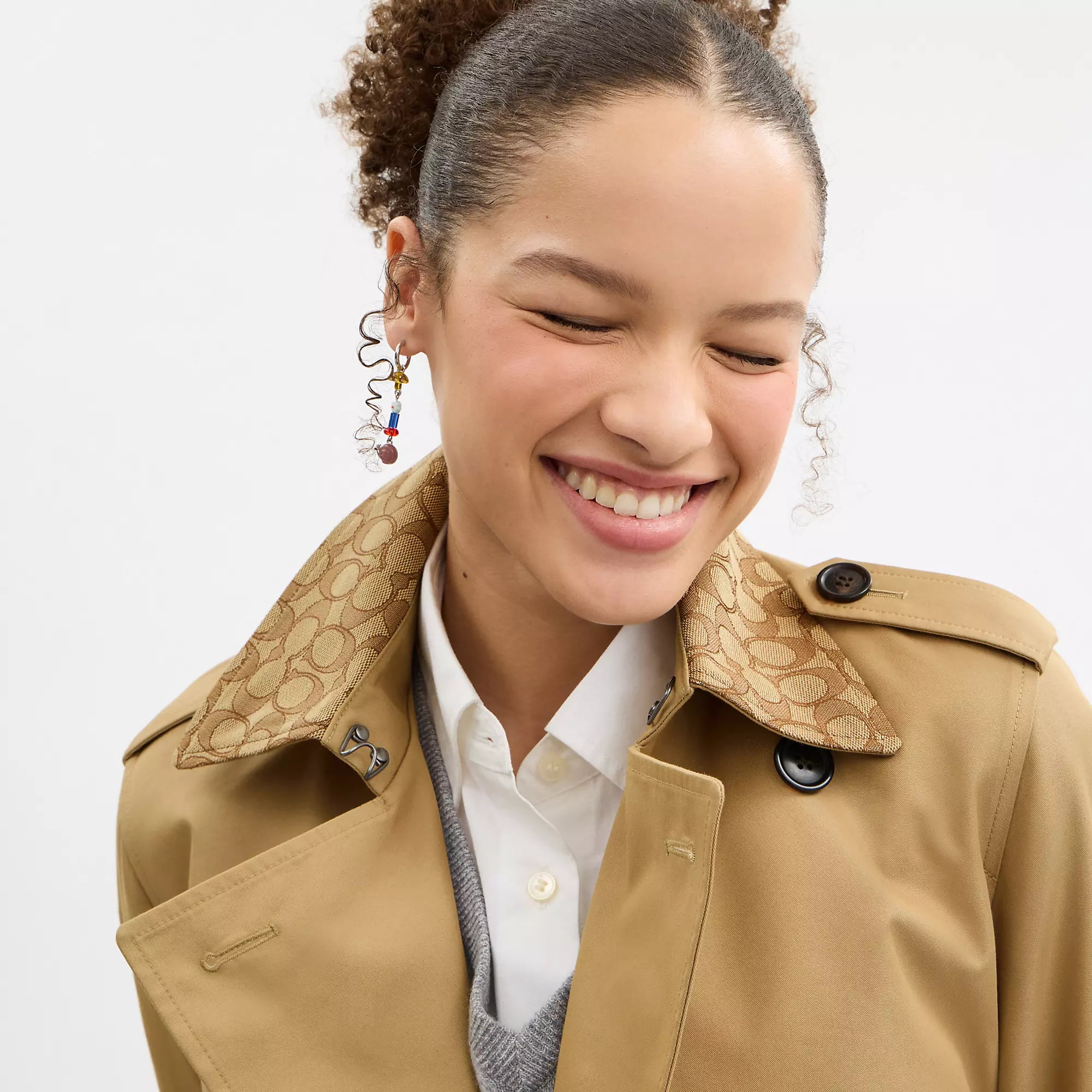 Coach Outlet Mid Trench Coat With Signature Collar