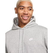Men's Nike Club Fleece Pullover Hoodie - Dark Grey Heather/Light Smoke Grey/White