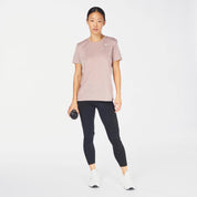 Women's Nike Dri-FIT Activewear Top Light Brown Relaxed Fit Crew Neck FTS460