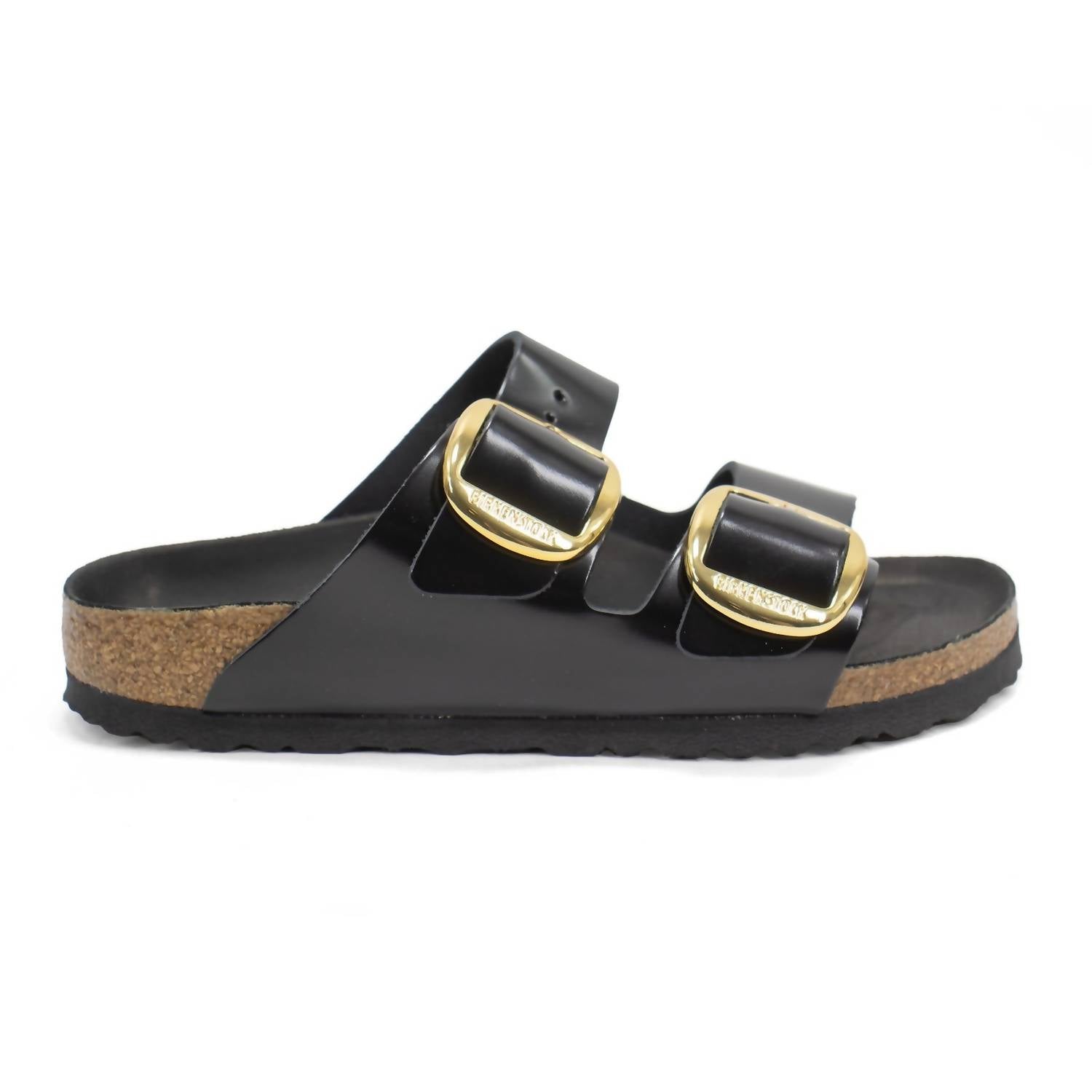Women's Arizona Big Buckle Sandals In High Shine Black