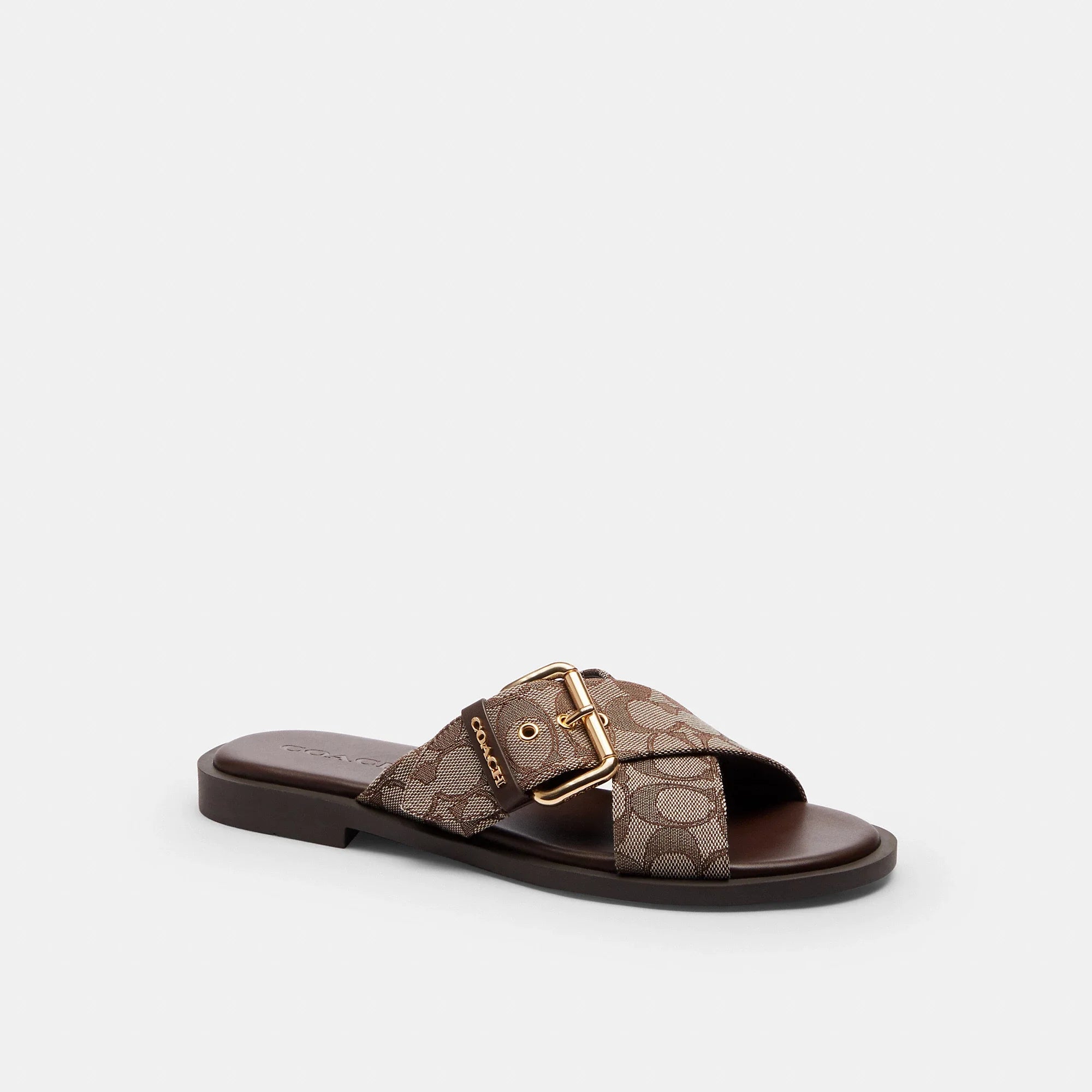 Coach Outlet Crisscross Buckle Sandal In Signature Jacquard