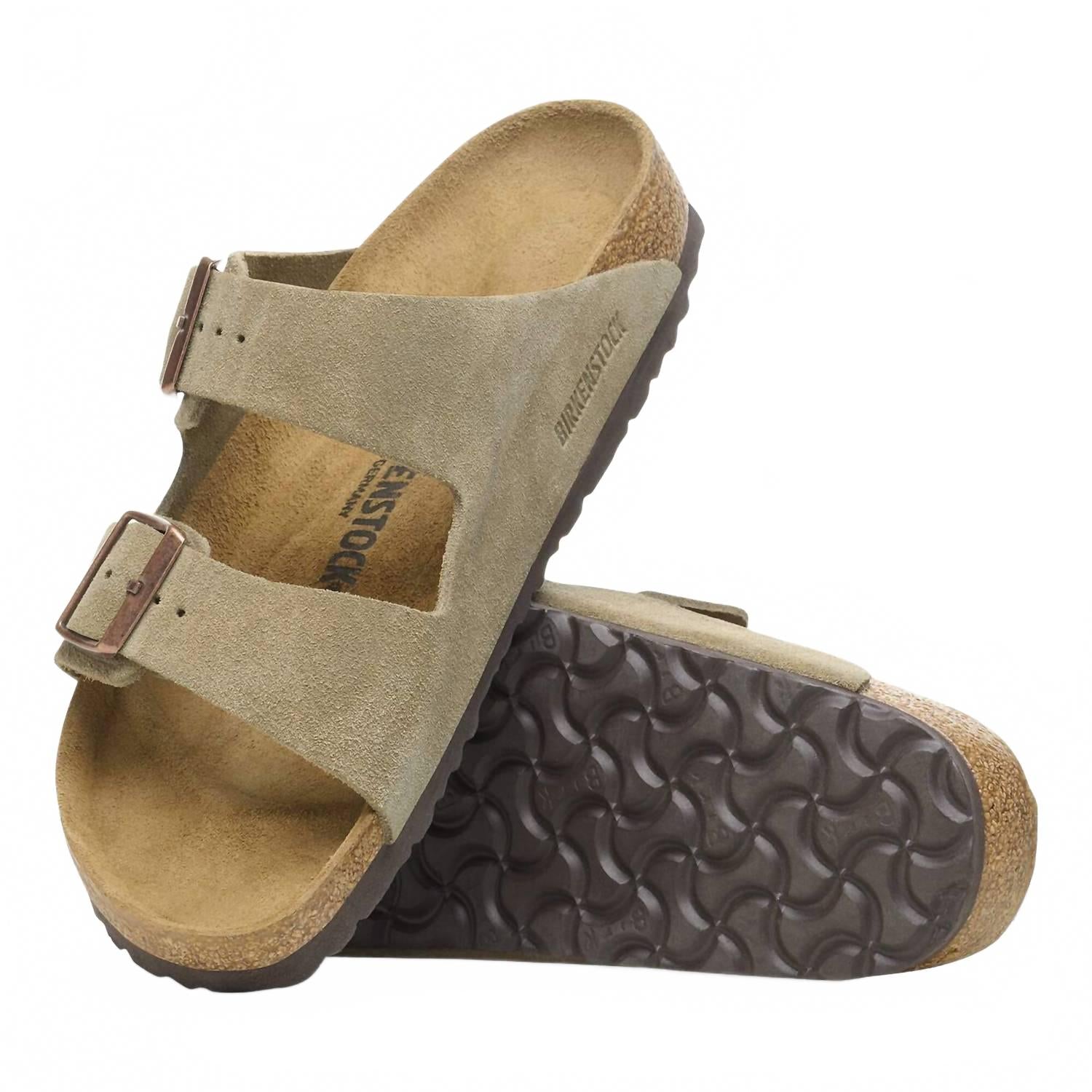 Women's Arizona Suede Leather Sandals In Taupe