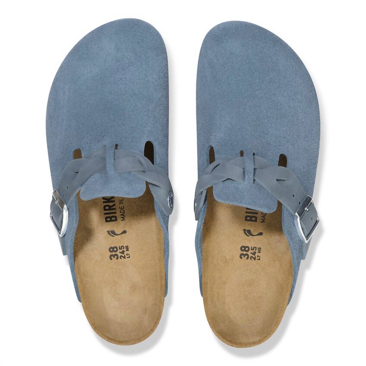 Women's Boston Braided Narrow Clogs In Elemental Blue Suede