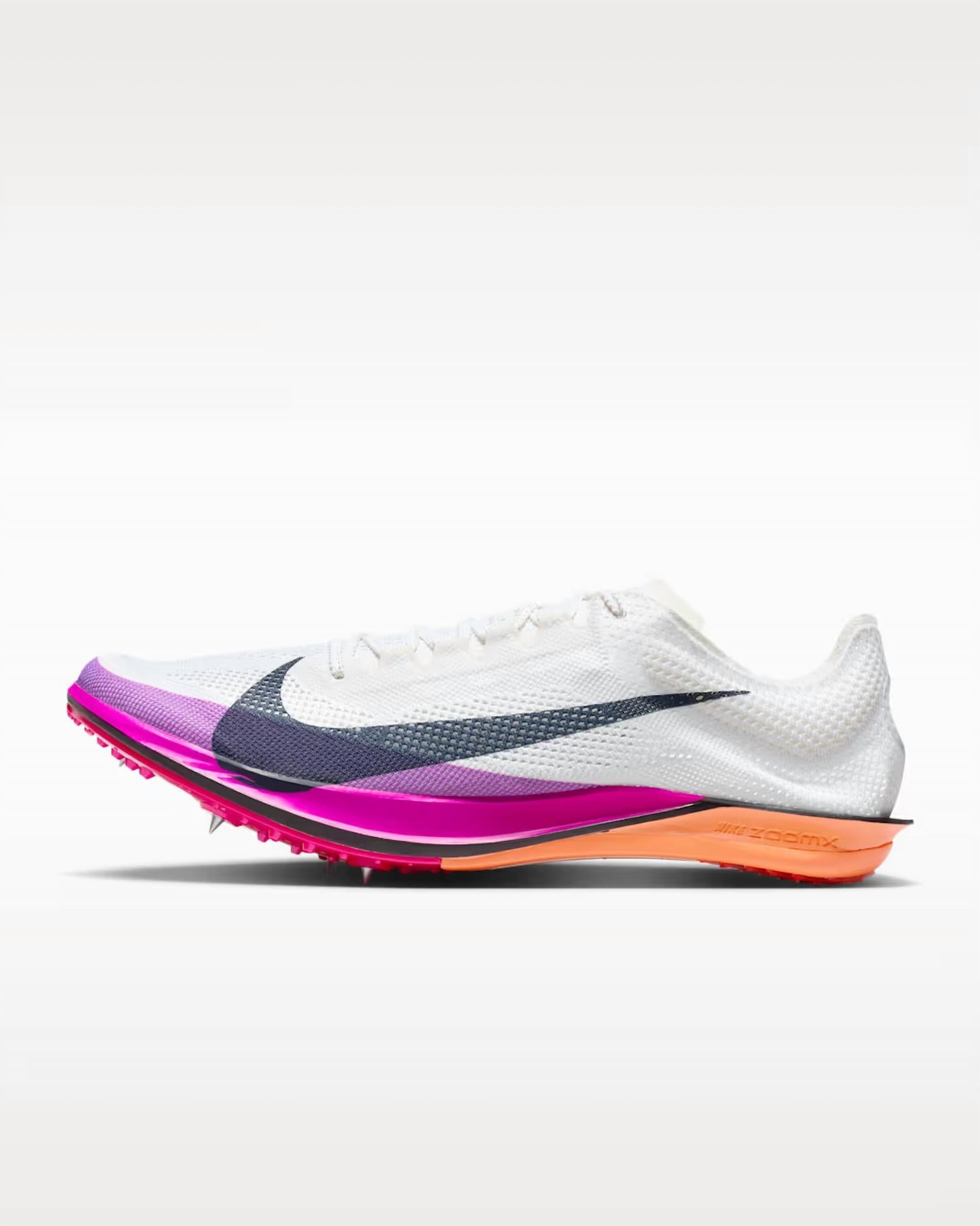 Men's Dragonfly 2 Elite Track & Field Distance Spikes Shoes In White/hyper Violet/bright Crimson/obsidian