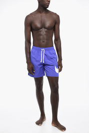 Nylon Boxer Swim Shorts with Printed Logo