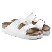 Women's Birkenstock Arizona 1018581 Slide Sandals White Grooved Platform NR9231