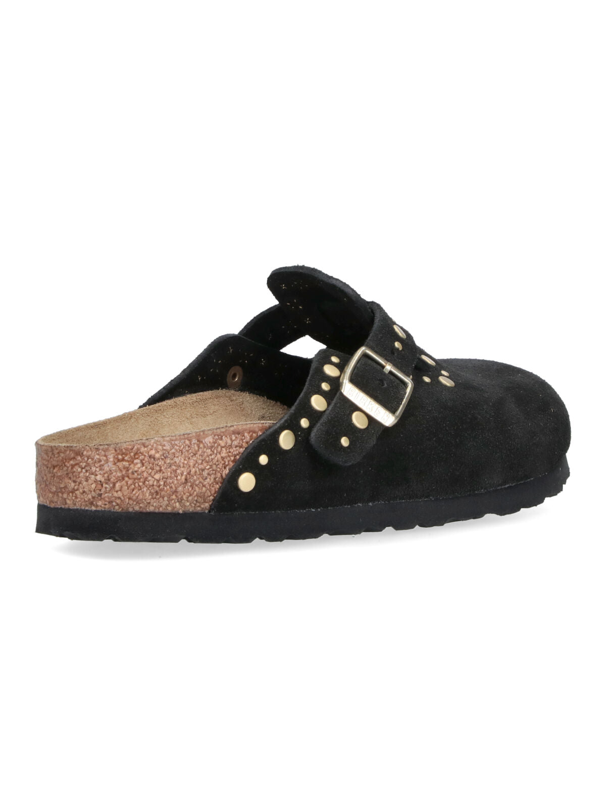Black Slip-On Gold Studded Sandals