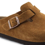 Unisex Boston Soft Footbed Suede Leather Narrow Fit Clogs In Mink